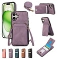 thumbnail image 1 of Crossbody Wallet Case for iPhone XR, Elegant PU Leather Flip Kickstand Phone Cover with RFID Blocking Card Holder, Shockproof Case with Detachable Long Strap for Women Girl,Purple, 1 of 9