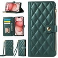 thumbnail image 1 of Crossbody Wallet Case for iPhone XR with Zipper Card Holder & Shoulder Strap & Wrist Strap, RFID Blocking PU Leather Magnetic Flip Kickstand Handbag Purse Case for Women Girls,Green, 1 of 8