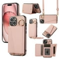 thumbnail image 1 of Crossbody Wallet Case for iPhone XS / iPhone X with Lens Protective Film, Folio PU Leather Case with Card Holder, Shockproof Protection Ring Buckle Phone Case for iPhone XS / iPhone X, Rosegold, 1 of 8