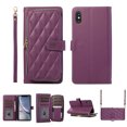 thumbnail image 1 of Crossbody Wallet Case for iPhone XS / iPhone X Chain Lanyard & Wrist Hand Strap Case with Card Slots Zipper Pocket Kickstand, Premium PU Leather Magnetic Clasp Shockproof Flip Cover, Darkpurple, 1 of 9