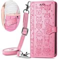 thumbnail image 1 of Crossbody Wallet Cell Phone Case for Samsung Galaxy A04S/A13 5G (Not 4G), Cute Cat Dog Cartoon Style Flip Case Cover with Removable Lanyard Strap for Samsung Galaxy A13 5G/A04S MGG Pink, 1 of 12
