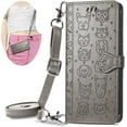 thumbnail image 1 of Crossbody Wallet Cell Phone Case for Samsung Galaxy A04S/A13 5G (Not 4G), Cute Cat Dog Cartoon Style Flip Case Cover with Removable Lanyard Strap for Samsung Galaxy A13 5G/A04S MGG Grey, 1 of 12