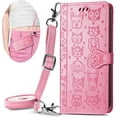 thumbnail image 1 of Crossbody Wallet Cell Phone Case for Samsung Galaxy S22 Ultra (Not S22),Cute Cat Dog Cartoon Style Flip Case Cover with Removable Lanyard Strap for Samsung Galaxy S22 Ultra MGG Pink, 1 of 14