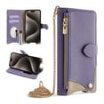 thumbnail image 1 of Crossbody Wallet for Google Pixel 8A Case with Adjustable Lanyard Strap Credit Card Holder,PU Leather Handbag Purse Kickstand Make Up Mirror Cover,Magnetic Flip Phone Case with Zipper Pocket,Purple, 1 of 9