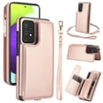 thumbnail image 1 of Crossbody Wallet Phone Case For Samsung Galaxy A53 5G with Card Holder,Kickstand,Zipper Card Slot Protector Shockproof PU Leather Purse Cover with Removable Cross Body Strap&Wrist Strap,Rosegold, 1 of 8