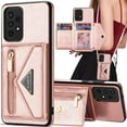 thumbnail image 1 of Crossbody Wallet Phone Case for Samsung Galaxy A53 5G, ELEHOLD Zipper Pocket Flip Card Holder Stand Cover with Shoulder Strap for Samsung A53 5G, Pink, 1 of 5