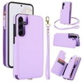 thumbnail image 1 of Crossbody Wallet Phone Case For Samsung Galaxy A54 5G with Card Holder,Kickstand,Zipper Card Slot Protector Shockproof PU Leather Purse Cover with Removable Cross Body Strap&Wrist Strap,Lightpurple, 1 of 8