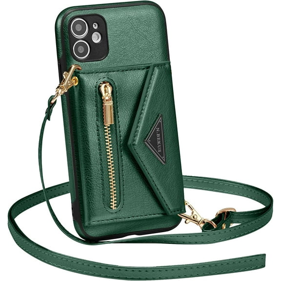 Crossbody Wallet Phone Cases for iPhone 11, iPhone 11(6.1 inch) Wallet Phone Case, Premium Leather Phone Case for iPhone 11(6.1 inch) - Green