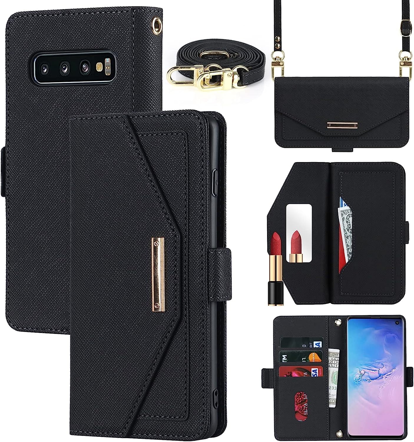 Crossbody Samsung S10 Case Card Holder Crossbody Wallet For