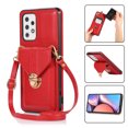 thumbnail image 1 of Crossbody Wallet Women Case for Samsung A32 5G,[RFID Blocking] Credit Card Holder with Should Strap,Premium PU Leather Purse Metal Buckle Folio Flip Cover for Samsung Galaxy A32 5G, Red, 1 of 8