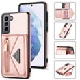 thumbnail image 1 of Crossbody Wallet Women Case for Samsung S21 FE,Credit Card Pocket Zipper Pouch with Shoulder Strap, PU Leather Kickstand Back Flip Envelope Design for Samsung Galaxy S21 FE, Pink, 1 of 13