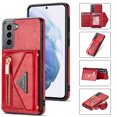 thumbnail image 1 of Crossbody Wallet Women Case for Samsung S21 FE,Credit Card Pocket Zipper Pouch with Shoulder Strap, PU Leather Kickstand Back Flip Envelope Design for Samsung Galaxy S21 FE, Red, 1 of 13