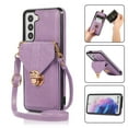 thumbnail image 1 of Crossbody Wallet Women Case for Samsung S21 Plus,[RFID Blocking] Credit Card Holder with Should Strap,Premium PU Leather Purse Metal Buckle Folio Flip Cover for Samsung Galaxy S21 Plus, Purple, 1 of 8