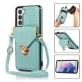 thumbnail image 1 of Crossbody Wallet Women Case for Samsung S21,[RFID Blocking] Credit Card Holder with Should Strap,Premium PU Leather Purse Metal Buckle Folio Flip Cover for Samsung Galaxy S21, Green, 1 of 8