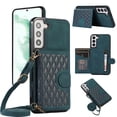 thumbnail image 1 of Crossbody Wallet Women Case for Samsung S22,[RFID Blocking] Credit Card Holder with Should Strap,Premium PU Leather Purse Diamond Patterned Folio Cover for Samsung Galaxy S22,Green, 1 of 8