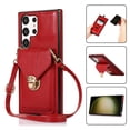 thumbnail image 1 of Crossbody Wallet Women Case for Samsung S23 Ultra, Credit Card Holder with Should Strap,Premium PU Leather Purse Metal Buckle Folio Flip Cover for Samsung Galaxy S23 Ultra, Red, 1 of 8
