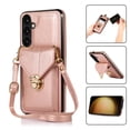 thumbnail image 1 of Crossbody Wallet Women Case for Samsung S24 Plus,[RFID Blocking] Credit Card Holder with Should Strap,Premium PU Leather Purse Metal Buckle Folio Flip Cover for Samsung Galaxy S24 Plus, Rosegold, 1 of 8