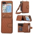 thumbnail image 1 of Crossbody Wallet Women Case for Samsung Z Flip 5,[RFID Blocking] Cbrownit Card Holder with Should Strap,Premium PU Leather Purse Diamond Patterned Folio Cover for Samsung Galaxy Z Flip 5,brown, 1 of 8