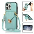 thumbnail image 1 of Crossbody Wallet Women Case for iPhone 11 Pro,[RFID Blocking] Credit Card Holder with Should Strap,Premium PU Leather Purse Metal Buckle Folio Flip Cover For iPhone 11 Pro, Green, 1 of 8