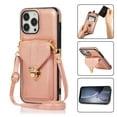 thumbnail image 1 of Crossbody Wallet Women Case for iPhone 11 Pro,[RFID Blocking] Credit Card Holder with Should Strap,Premium PU Leather Purse Metal Buckle Folio Flip Cover For iPhone 11 Pro, Rosegold, 1 of 8