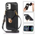 thumbnail image 1 of Crossbody Wallet Women Case for iPhone 11,[RFID Blocking] Credit Card Holder with Should Strap,Premium PU Leather Purse Metal Buckle Folio Flip Cover For iPhone 11, Black, 1 of 8