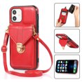 thumbnail image 1 of Crossbody Wallet Women Case for iPhone 11,[RFID Blocking] Credit Card Holder with Should Strap,Premium PU Leather Purse Metal Buckle Folio Flip Cover For iPhone 11, Red, 1 of 8