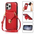 thumbnail image 1 of Crossbody Wallet Women Case for iPhone 12 Pro/12, [RFID Blocking] Credit Card Holder with Should Strap,Premium PU Leather Purse Metal Buckle Folio Flip Cover For iPhone 12/12 Pro, Red, 1 of 8