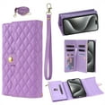 thumbnail image 1 of Crossbody Wallet Women Case for iPhone 14 Plus,[RFID Blocking] Credit Card Holder with Should Strap & Lanyard, PU Leather Zipper Purse Magnetic Flip Cover For iPhone 14 Plus, Purple, 1 of 9
