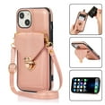 thumbnail image 1 of Crossbody Wallet Women Case for iPhone 14 Plus,[RFID Blocking] Credit Card Holder with Should Strap,Premium PU Leather Purse Metal Buckle Folio Flip Cover For iPhone 14 Plus, Rosegold, 1 of 8