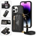 thumbnail image 1 of Crossbody Wallet Women Case for iPhone 14 Pro Max,Credit Card Pocket Zipper Pouch with Shoulder Strap, PU Leather Kickstand Back Flip Envelope Design For iPhone 14 Pro Max, Black, 1 of 13