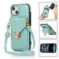 thumbnail image 1 of Crossbody Wallet Women Case for iPhone 15 Plus,[RFID Blocking] Credit Card Holder with Should Strap,Premium PU Leather Purse Metal Buckle Folio Flip Cover For iPhone 15 Plus, Green, 1 of 8