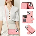 thumbnail image 1 of Crossbody Wallet Women Case for iPhone 15,[RFID Blocking] Credit Card Holder with Should Strap,Premium PU Leather Purse Diamond Patterned Folio Cover For iPhone 15,Rosegold, 1 of 8