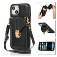 thumbnail image 1 of Crossbody Wallet Women Case for iPhone 15,[RFID Blocking] Credit Card Holder with Should Strap,Premium PU Leather Purse Metal Buckle Folio Flip Cover For iPhone 15, Black, 1 of 8