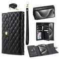 thumbnail image 1 of Crossbody Wallet Women Case for iPhone 16 Plus,[RFID Blocking] Credit Card Holder with Should Strap & Lanyard, PU Leather Zipper Purse Magnetic Flip Cover For iPhone 16 Plus,Black, 1 of 12