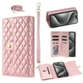 thumbnail image 1 of Crossbody Wallet Women Case for iPhone 16,[RFID Blocking] Credit Card Holder with Should Strap & Lanyard, PU Leather Zipper Purse Magnetic Flip Cover For iPhone 16,Rosegold, 1 of 12