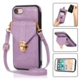 thumbnail image 1 of Crossbody Wallet Women Case for iPhone 7, iPhone 8, iPhone SE 2020, iPhone SE 2022,[RFID Blocking] Credit Card Holder with Should Strap,Premium PU Leather Purse Metal Buckle Folio Flip Cover, Purple, 1 of 8
