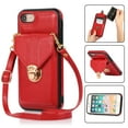 thumbnail image 1 of Crossbody Wallet Women Case for iPhone 7, iPhone 8, iPhone SE 2020, iPhone SE 2022,[RFID Blocking] Credit Card Holder with Should Strap,Premium PU Leather Purse Metal Buckle Folio Flip Cover, Red, 1 of 8