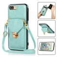 thumbnail image 1 of Crossbody Wallet Women Case for iPhone 7 Plus, iPhone 8 Plus,Credit Card Holder with Should Strap,Premium PU Leather Purse Metal Buckle Folio Flip Cover For iPhone 8 Plus/7 Plus, Green, 1 of 8