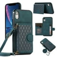 thumbnail image 1 of Crossbody Wallet Women Case for iPhone XS Max,[RFID Blocking] Credit Card Holder with Should Strap,Premium PU Leather Purse Diamond Patterned Folio Cover For iPhone XS Max,Green, 1 of 8