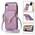 thumbnail image 1 of Crossbody Wallet Women Case for iPhone XS, iPhone X,[RFID Blocking] Credit Card Holder with Should Strap,Premium PU Leather Purse Metal Buckle Folio Flip Cover For iPhone X/XS, Purple, 1 of 8
