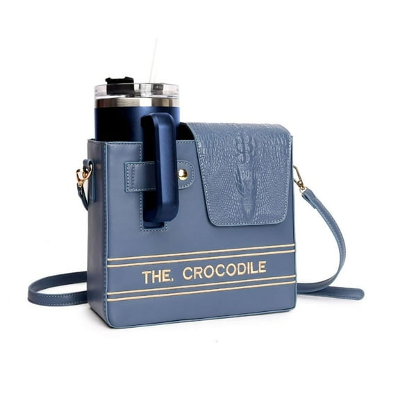 Crossbody Water Bottle Cup Holder Bag PU Fabric Multipurpose Shoulder Bag