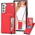 thumbnail image 1 of Crossbody Women Wallet Case for Samsung Galaxy S21+ Plus (Not S21) with Card Holder, Removable Lanyard Strap Purse Cover for Samsung Galaxy S21 Plus Zipper Phone Case Red, 1 of 18