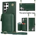 thumbnail image 1 of Crossbody Zipper Wallet Bag Case for Samsung Galaxy S24 Ultra,Dteck Lager Capacity Purse Leather Card Slots Pocket Shockproof Case Kickstad Cover with Shoulder Strap, Darkgreen, 1 of 9