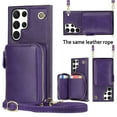thumbnail image 1 of Crossbody Zipper Wallet Bag Case for Samsung Galaxy S24 Ultra,Dteck Lager Capacity Purse Leather Card Slots Pocket Shockproof Case Kickstad Cover with Shoulder Strap, Purple, 1 of 9