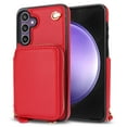 thumbnail image 1 of Crossbody Zipper Wallet Bag Case for Samsung Galaxy S23 FE,Dteck Shockproof Leather Card Slots Pocket Case Kickstad Cover with Shoulder Strap, Red, 1 of 8