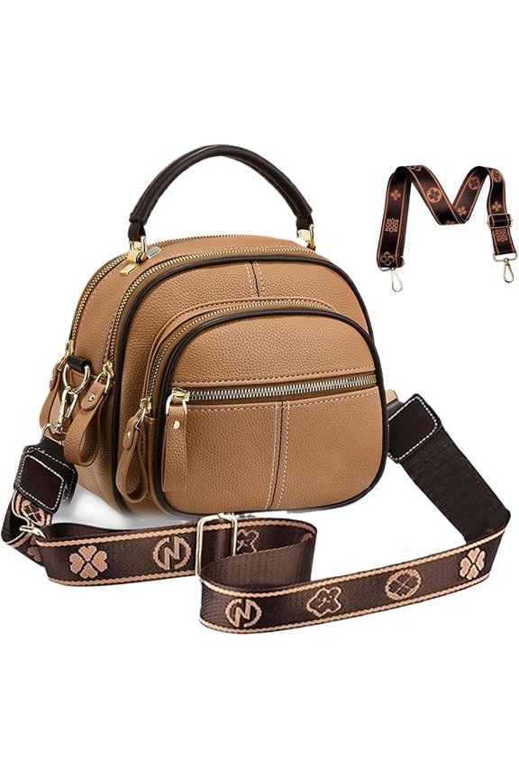 Crossbody bag, Classic Multifunctional Compartments Adjustable Wide Shoulder Strap Leather Crossbody Bag