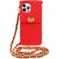 thumbnail image 1 of for Crossbody iPhone 13 Pro Max Wallet Case with Neck Strap Lanyard Credit Card Holder Purse Handbag Case for Women Girls Silicone Rubber Soft Protection Cover for iPhone 13 Pro Max Red, 1 of 16