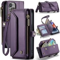 Crossbody for iPhone 14 Case Wallet【RFID Blocking】with 7-Card Holder Zipper Bills Slot, Soft PU Leather Magnetic Shoulder Wrist Strap for iPhone 14 Wallet Case Women