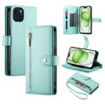 thumbnail image 1 of Crossbody for iPhone 14 Plus Phone Case Wallet with Card Slots Zipper Pocket, PU Leather Magnetic Shoulder Strap Purse Cover with Flip Kickstand for iPhone 14 Plus Women Girls, Mint, 1 of 10