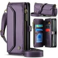thumbnail image 1 of Crossbody for iPhone 16 Case Wallet【RFID Blocking】with 10-Card Holder Zipper Bills Slot, Soft PU Leather Magnetic Shoulder Wrist Strap for iPhone 16 Wallet Case Women, Purple, 1 of 10